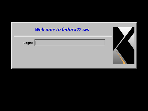 xdmが表示するログイン画面(Fedora 22での表示)