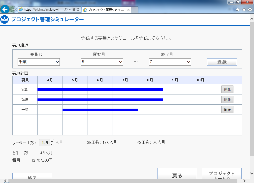 メンバーに仕事をアサイン。大まかな工数と費用が算出される